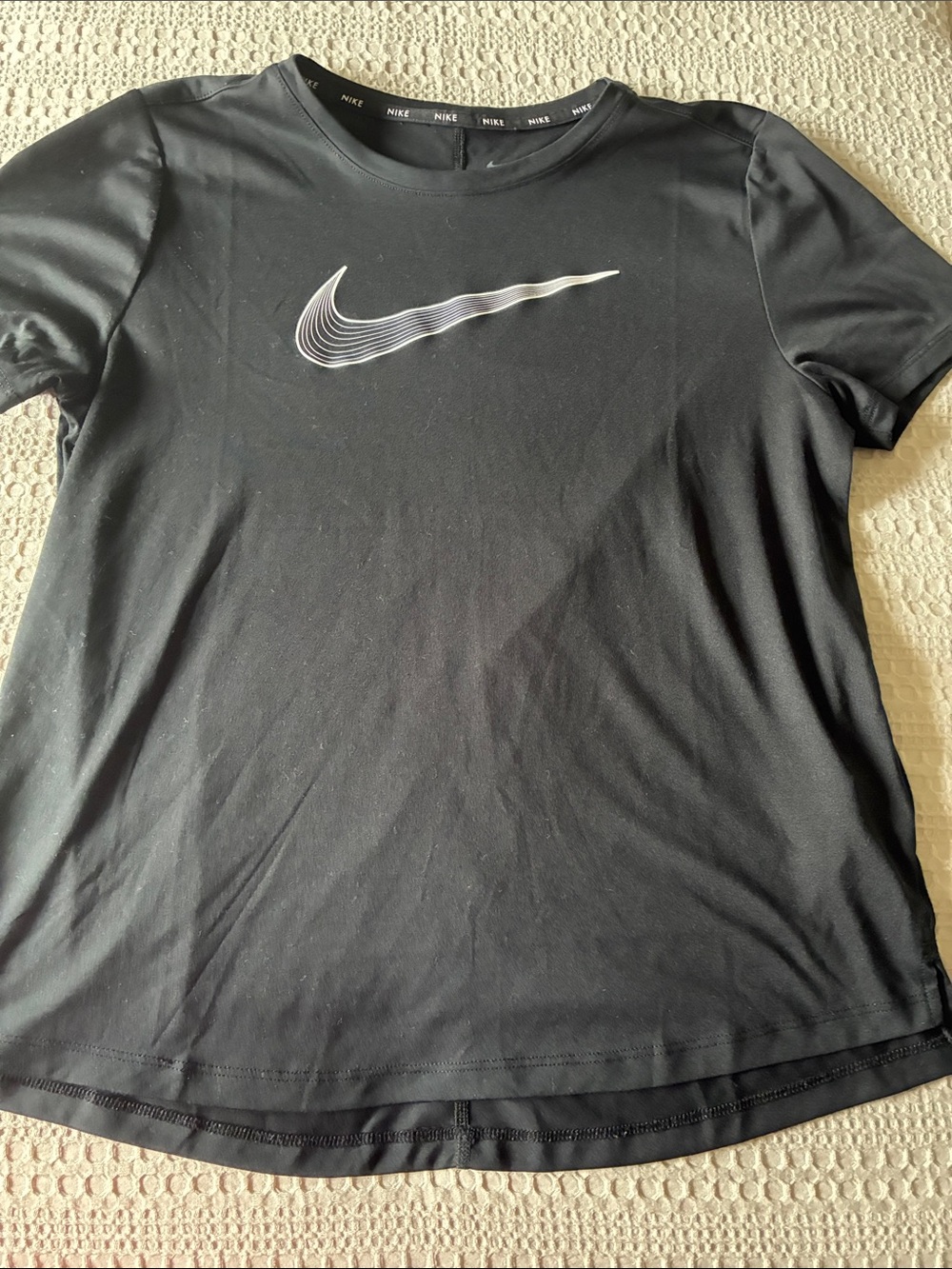 Nike Black Tee with White Layered Swoosh